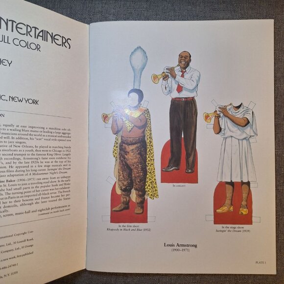 Black Paper Dolls Book Great Entertainers Tom Tierney 80s Vintage Complete Afro - Picture 3 of 6